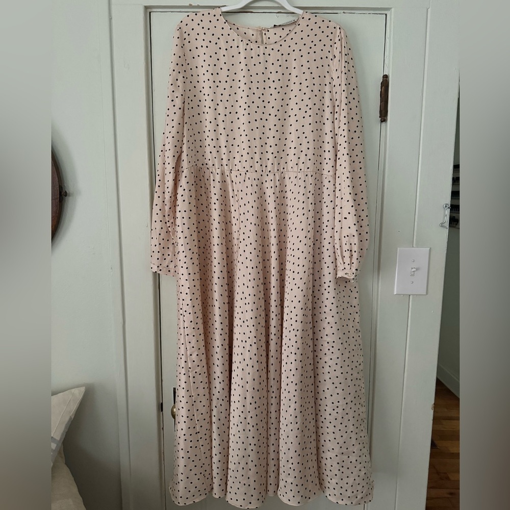 ZARA Cream and Black Satin Dress